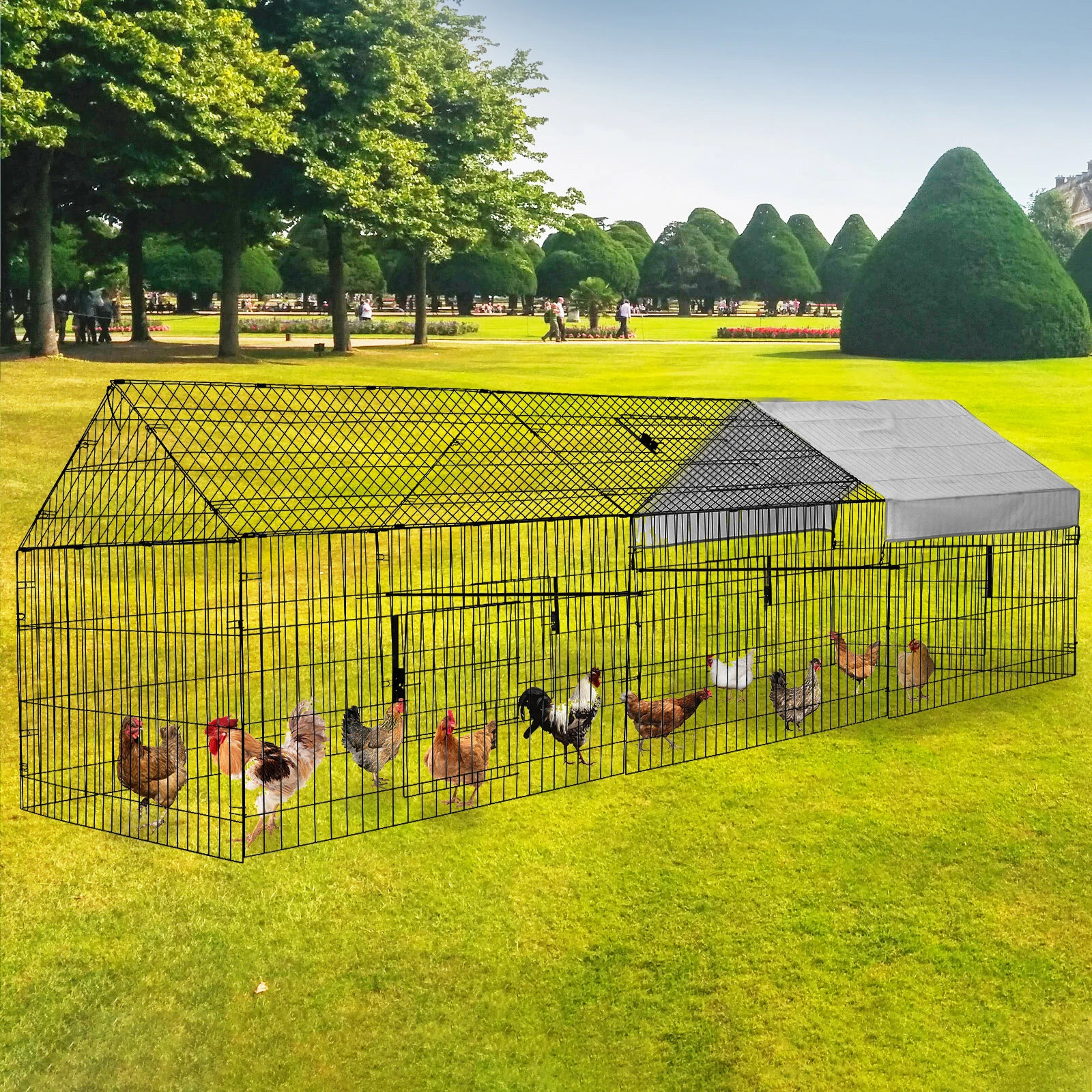 (image for) PawGiant 130'' Poultry Chicken Coop Hen House Hutch Backyard Run Nesting Box Outdoor Cage