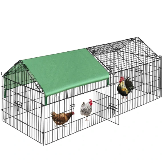 (image for) PawGiant Chicken Coop Run Cage Upgrade 86.6"&times;40"&times;38" Metal Chicken Fence Pen Pet Playpen Enclosures with Protection Cover&Ground Nail,Cage Indoor Outdoor Yard for S