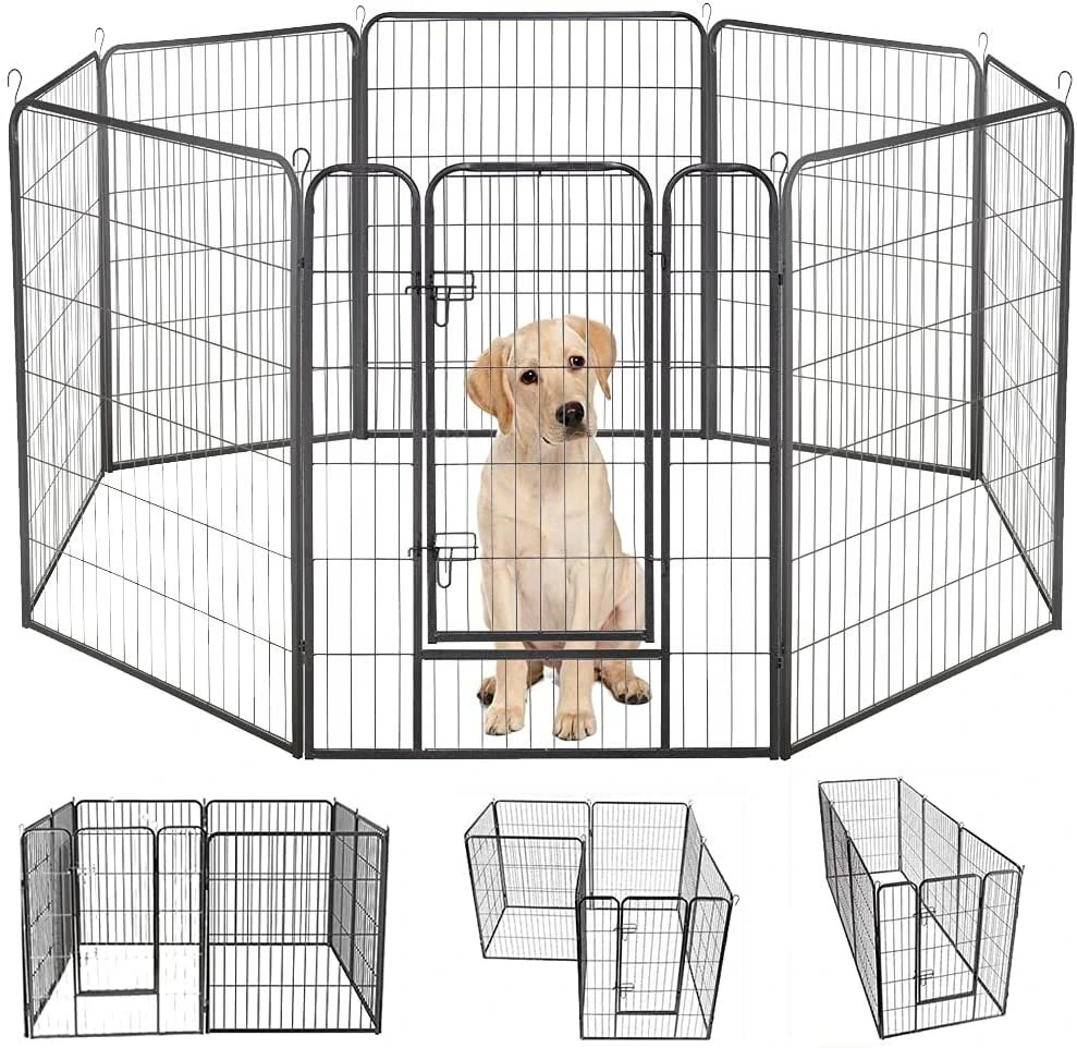 (image for) PawGiant Dog Pen 8 Panels 40" Height RV Dog Fence Outdoor Playpens Exercise Pen for Dogs Metal Protect Design Poles Foldable Barrier with Door
