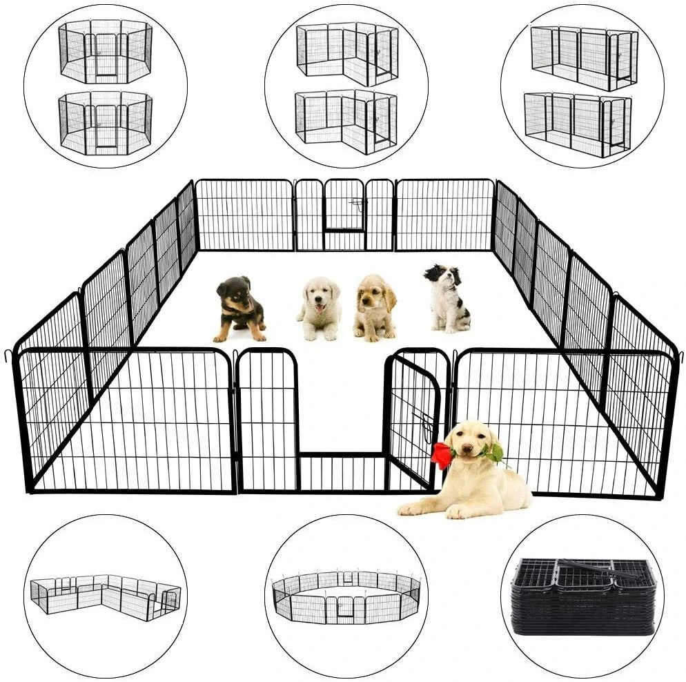 (image for) PawGiant Heavy Duty Metal Dog Exercise Playpen Fence for Indoor Outdoor 16 Panels 32 Inch Height